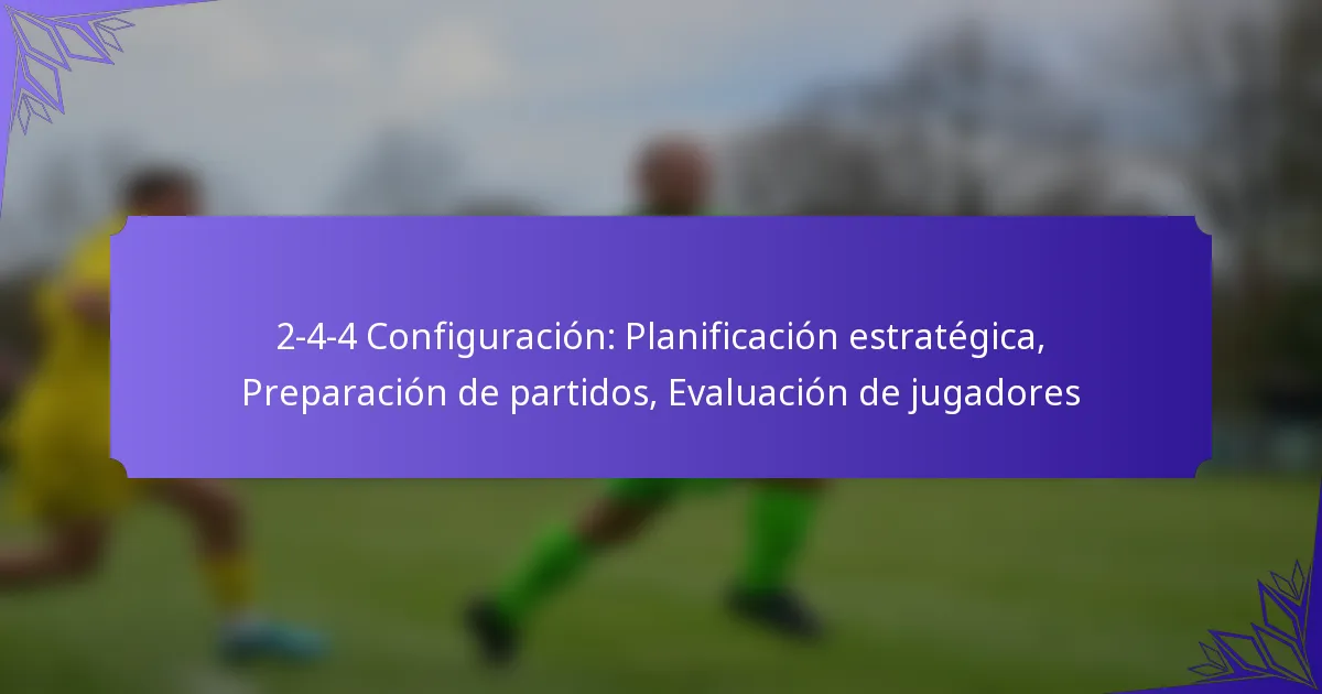 2-4-4 Configuración: Planificación estratégica, Preparación de partidos, Evaluación de jugadores
