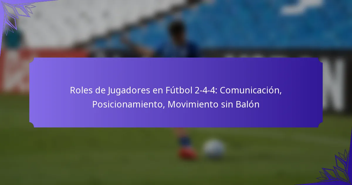 Roles de Jugadores en Fútbol 2-4-4: Comunicación, Posicionamiento, Movimiento sin Balón